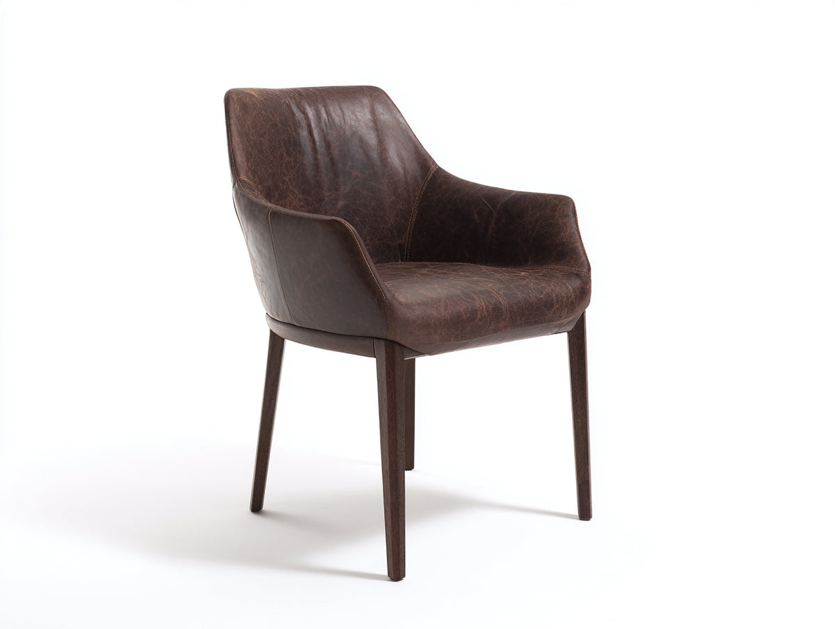 Chaise de salle à manger - Bois-Similicuir - 59x60x83 cm - Brun vieilli-Bois foncé - Vintage