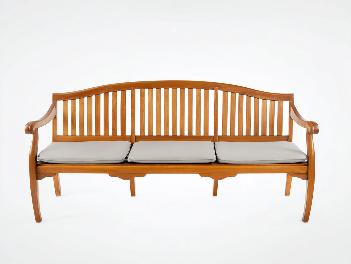 Banc de jardin - Bois-Tissu - 188x65x91 cm - Marron-Gris clair - Style classique