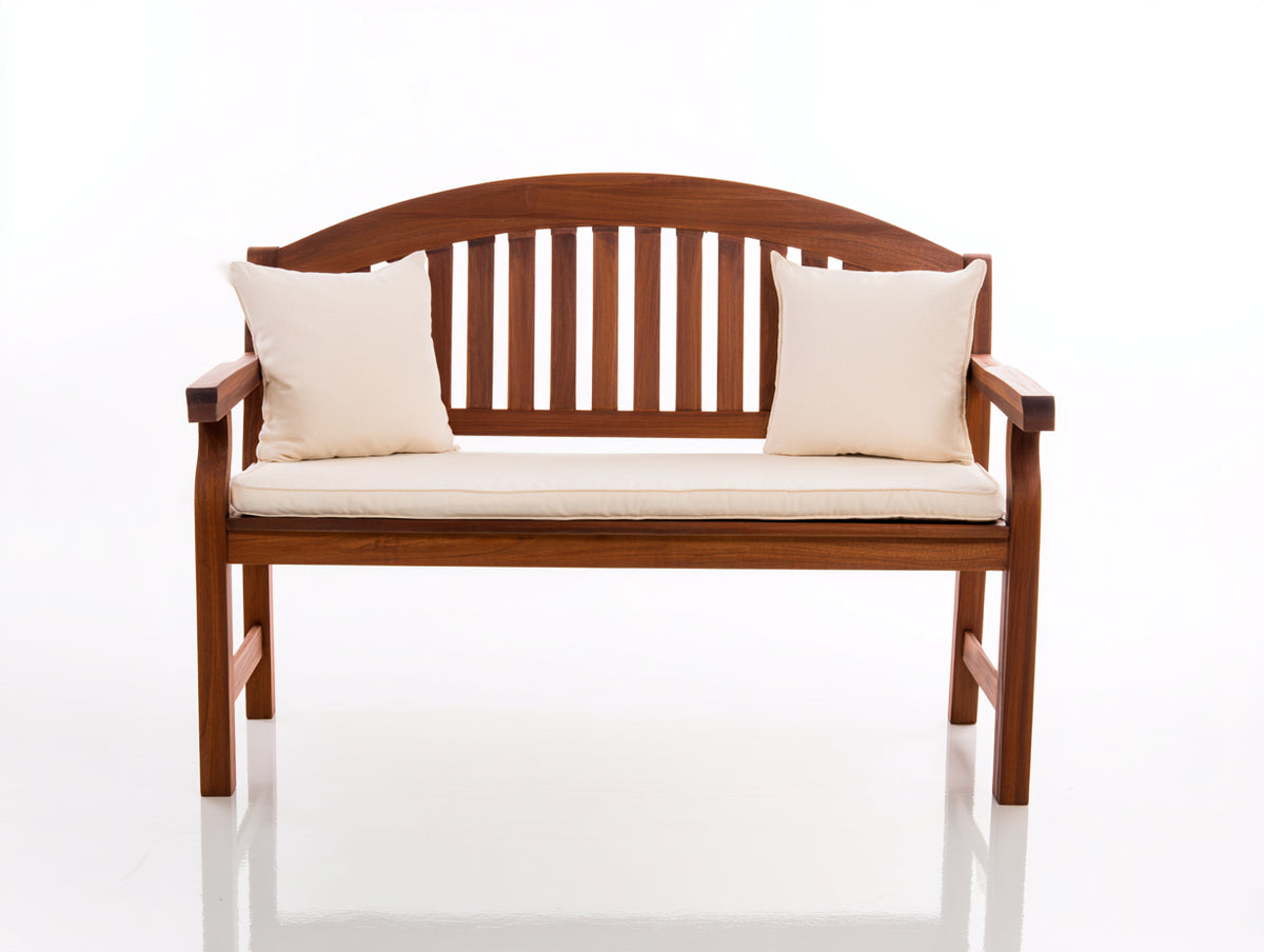 Banc de jardin - Bois-Tissu - 154x62x91 cm - Marron-Crème - Style classique