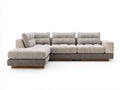 Canapé d'angle - Tissu-Cuir synthétique - 302x184x88 cm - Beige-Anthracite-Ivoire - Style moderne