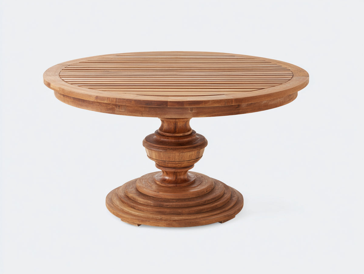Table de jardin - Bois - 120x120x75 cm - Marron - Style classique