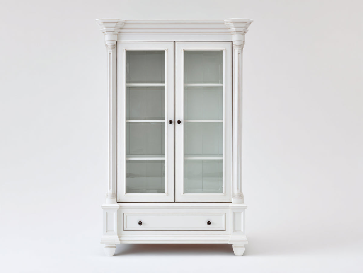 Vitrine - Bois-Verre - 98x44x192 cm - Blanc - Classique architectural