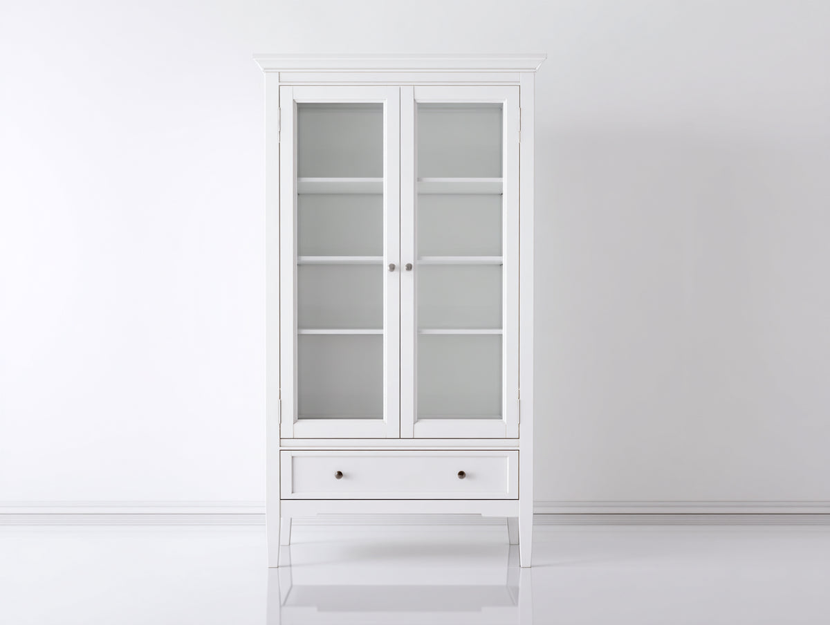 Vitrine - Bois-Verre - 83x40x181 cm - Blanc - Classique minimaliste