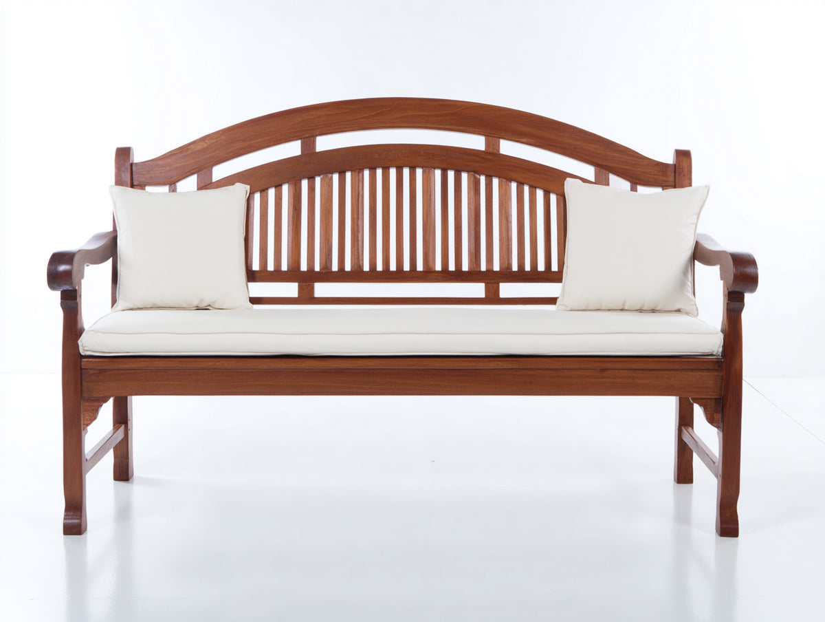 Banc de jardin - Bois-Tissu - 162x64x96 cm - Marron-Blanc cassé - Style classique