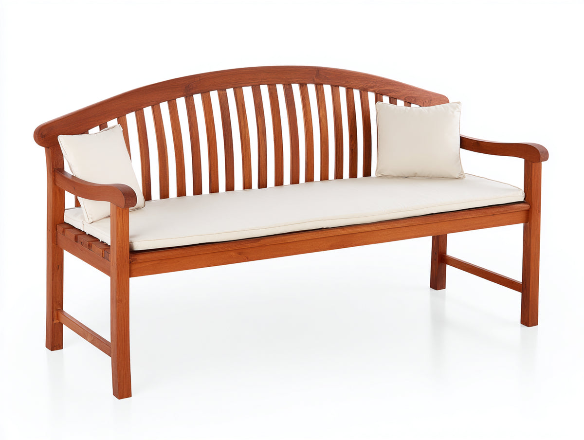 Banc de jardin - Bois-Tissu - 171x63x93 cm - Acajou-Crème - Style classique