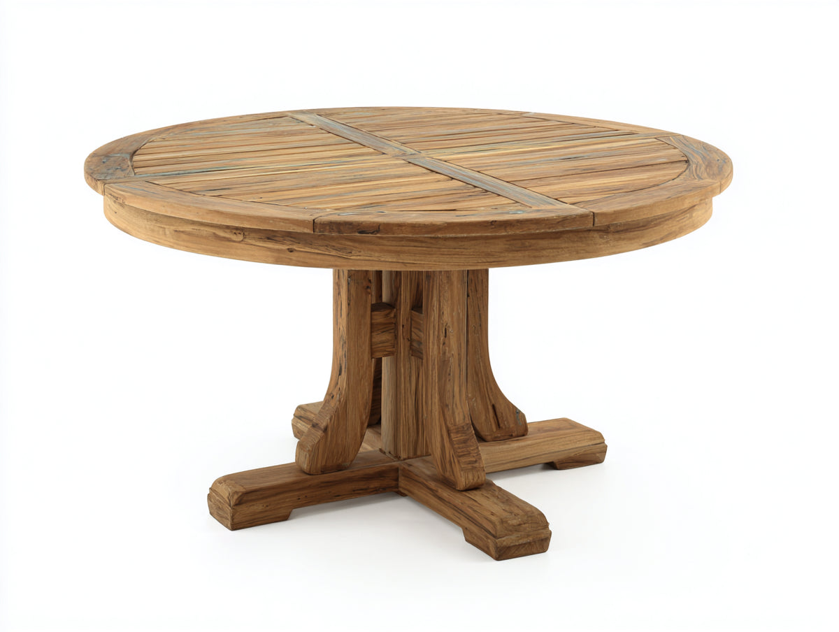 Table de jardin - Bois - 122x122x75 cm - Naturel - Style rustique