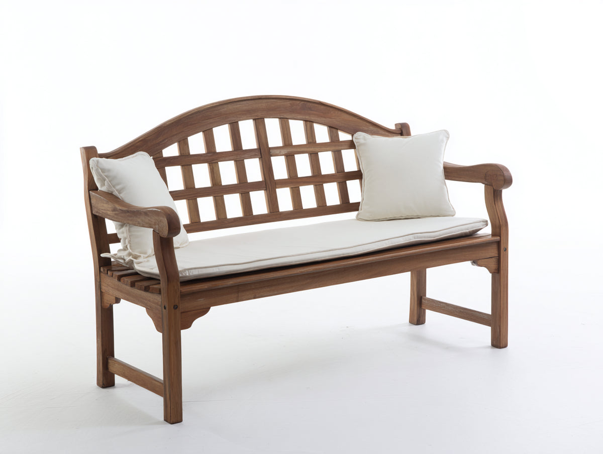 Banc de jardin - Bois-Tissu - 157x64x94 cm - Brun moyen-Crème - Style rustique