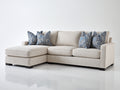 Canapé d'angle - Tissu texturé - 296x181x89 cm - Beige - Style contemporain