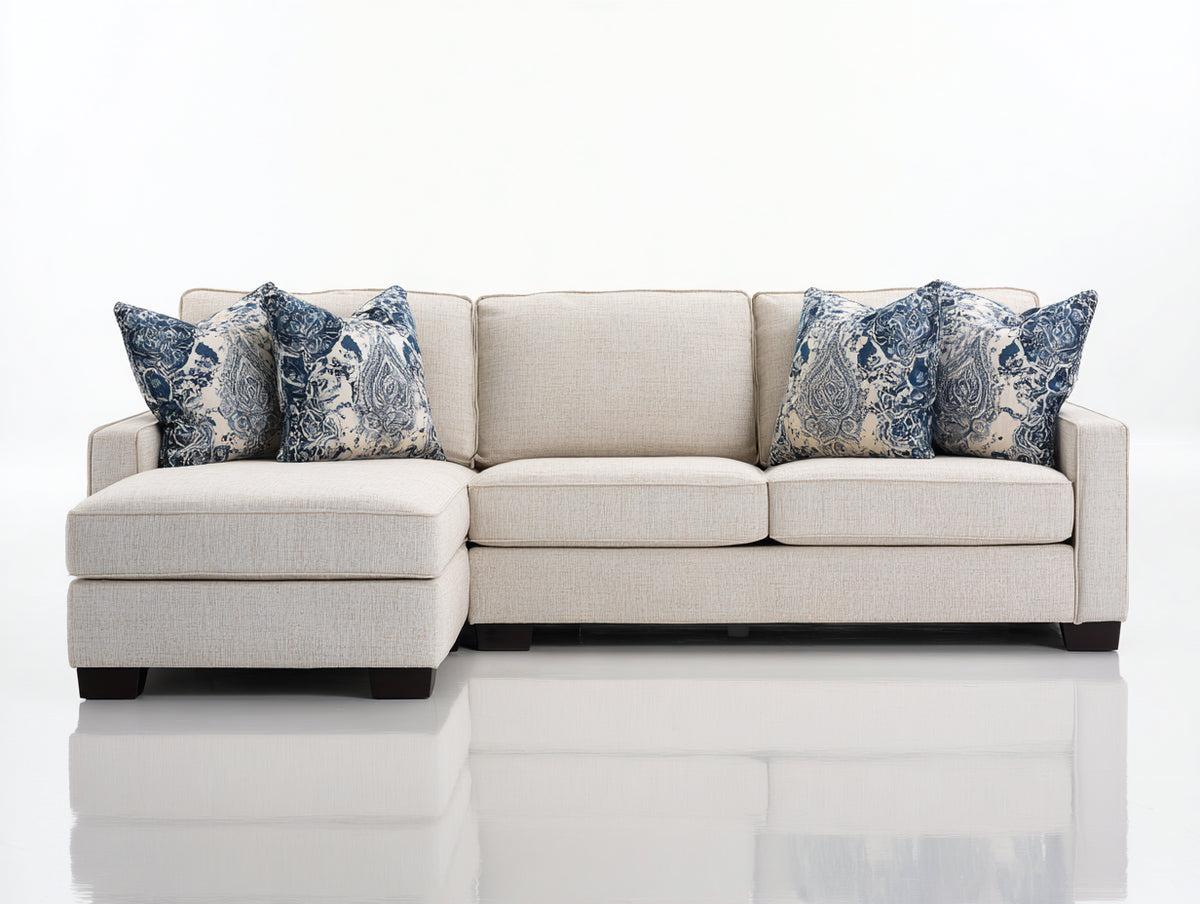 Canapé d'angle - Tissu texturé - 294x178x85 cm - Beige clair - Style minimaliste