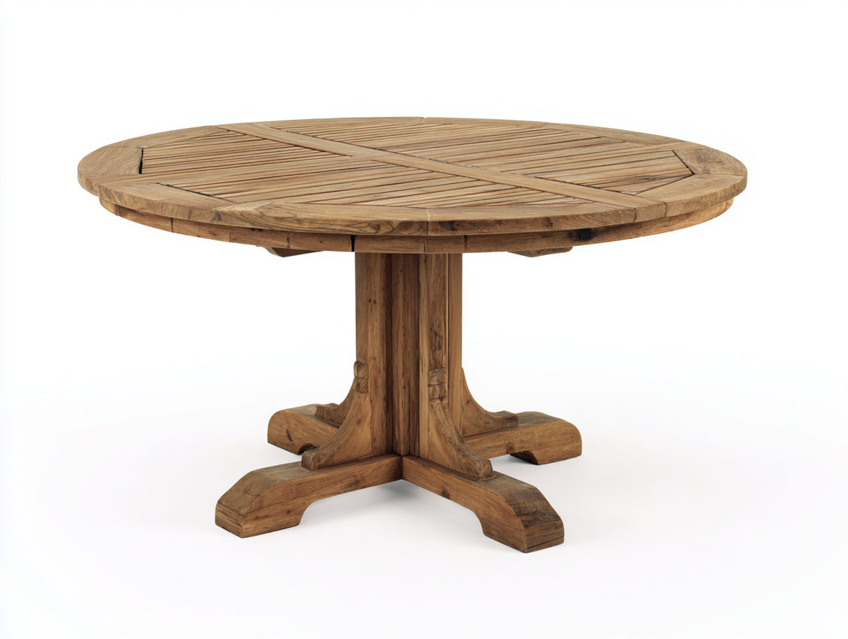 Table de jardin - Bois - 127x127x75 cm - Marron clair - Style traditionnel