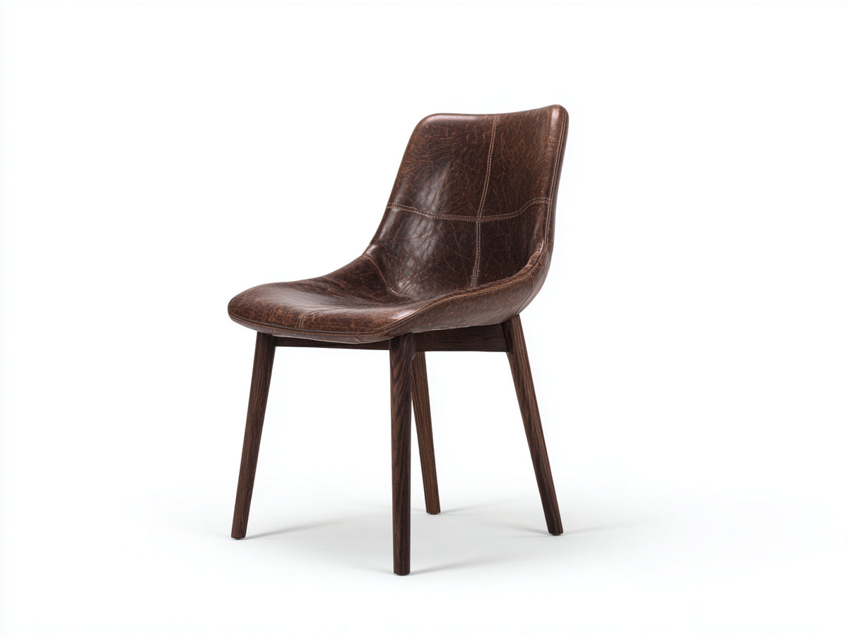 Chaise de salle à manger - Bois-Similicuir - 49x57x86 cm - Brun antique-Bois foncé - Vintage contemporain