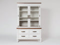 Vitrine - Bois-Verre - 110x45x190 cm - Blanc-Bois brun - Classique contemporain