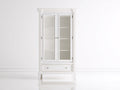 Vitrine - Bois-Verre - 90x42x185 cm - Blanc - Classique raffiné