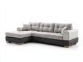 Canapé d'angle - Tissu-Cuir synthétique - 287x177x86 cm - Beige clair-Gris anthracite-Ivoire - Style contemporain