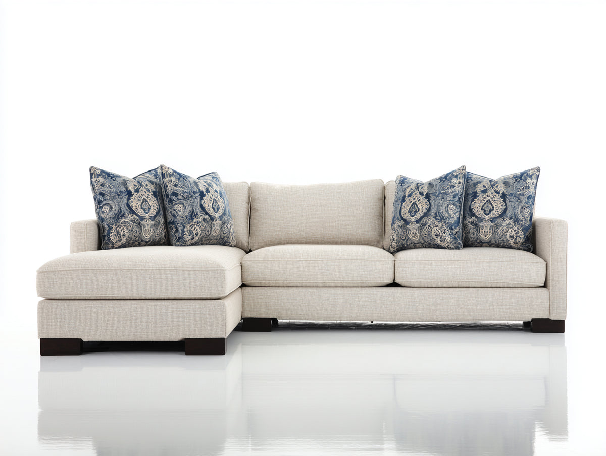 Canapé d'angle - Tissu texturé - 289x176x87 cm - Beige clair - Style moderne