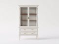 Vitrine - Bois-Verre - 96x42x188 cm - Blanc-Bois brun - Classique élégant