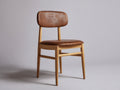 Chaise de salle à manger - Bois-Similicuir - 47x52x81 cm - Brun cognac-Bois naturel - Rétro