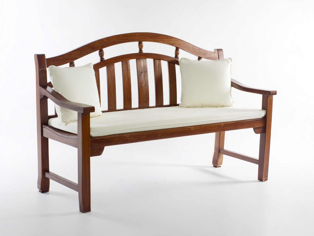 Banc de jardin - Bois-Tissu - 152x64x92 cm - Marron foncé-Crème - Style traditionnel