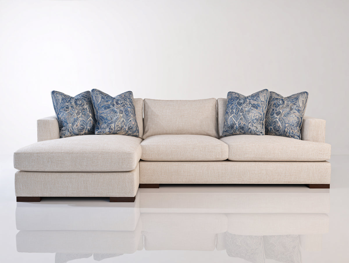 Canapé d'angle - Tissu texturé - 288x176x87 cm - Beige clair - Style moderne