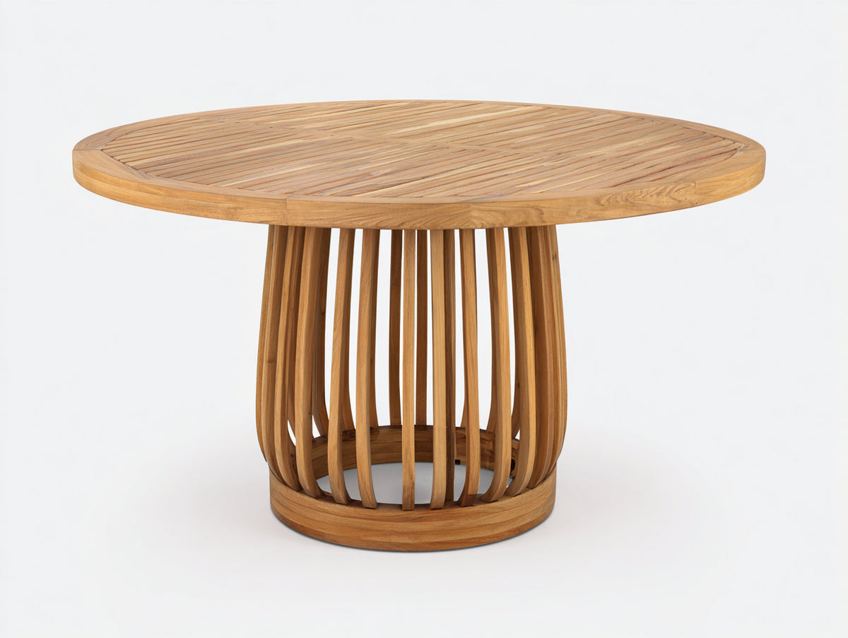 Table de jardin - Bois - 130x130x76 cm - Naturel - Style organique