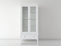 Vitrine - Bois-Verre - 86x41x183 cm - Blanc - Traditionnel épuré